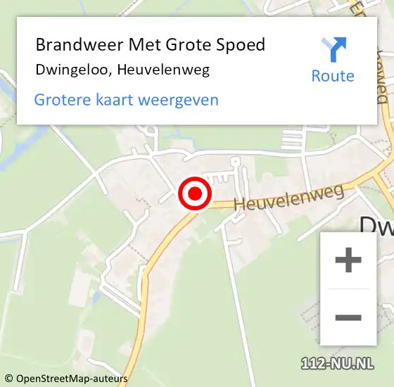 Locatie op kaart van de 112 melding: Brandweer Met Grote Spoed Naar Dwingeloo, Heuvelenweg op 22 augustus 2014 19:47