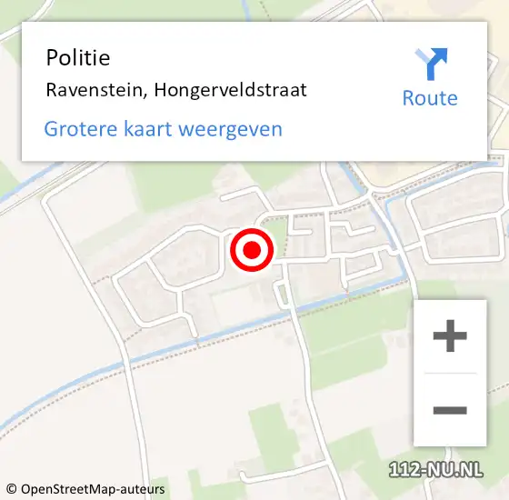 Locatie op kaart van de 112 melding: Politie Ravenstein, Hongerveldstraat op 20 april 2023 14:51