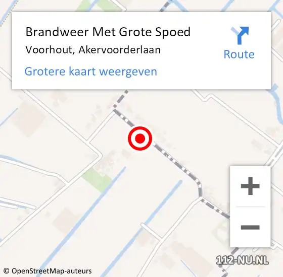 Locatie op kaart van de 112 melding: Brandweer Met Grote Spoed Naar Voorhout, Akervoorderlaan op 20 april 2023 14:52