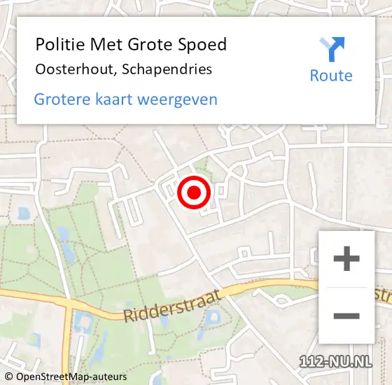 Locatie op kaart van de 112 melding: Politie Met Grote Spoed Naar Oosterhout, Schapendries op 20 april 2023 15:11