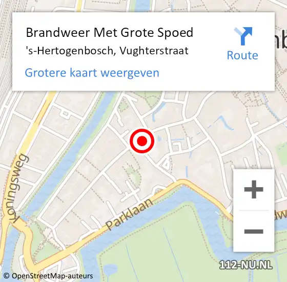 Locatie op kaart van de 112 melding: Brandweer Met Grote Spoed Naar 's-Hertogenbosch, Vughterstraat op 20 april 2023 15:14