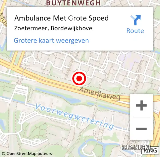 Locatie op kaart van de 112 melding: Ambulance Met Grote Spoed Naar Zoetermeer, Bordewijkhove op 20 april 2023 15:28