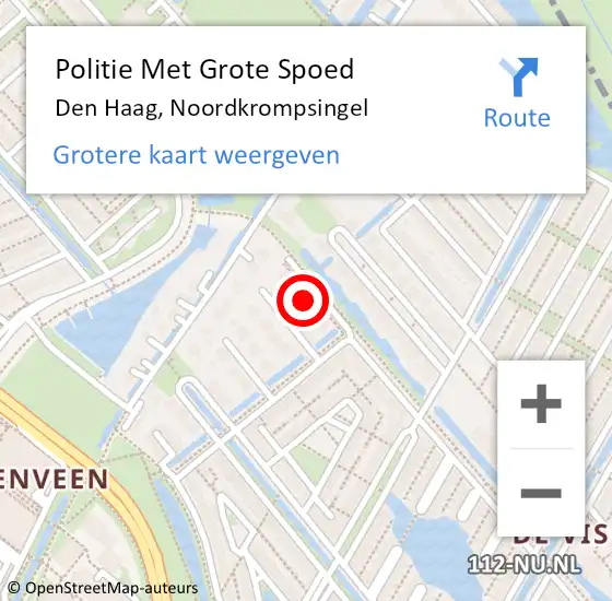 Locatie op kaart van de 112 melding: Politie Met Grote Spoed Naar Den Haag, Noordkrompsingel op 20 april 2023 15:28