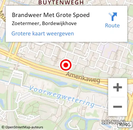 Locatie op kaart van de 112 melding: Brandweer Met Grote Spoed Naar Zoetermeer, Bordewijkhove op 20 april 2023 15:33