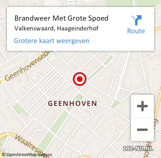 Locatie op kaart van de 112 melding: Brandweer Met Grote Spoed Naar Valkenswaard, Haageinderhof op 20 april 2023 15:56