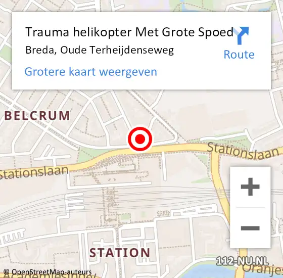 Locatie op kaart van de 112 melding: Trauma helikopter Met Grote Spoed Naar Breda, Oude Terheijdenseweg op 20 april 2023 15:57