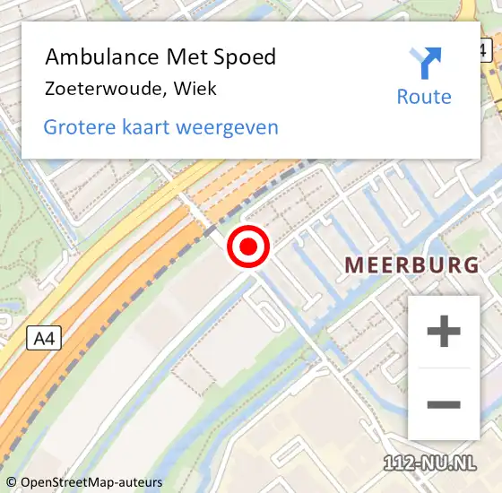 Locatie op kaart van de 112 melding: Ambulance Met Spoed Naar Zoeterwoude, Wiek op 20 april 2023 16:16