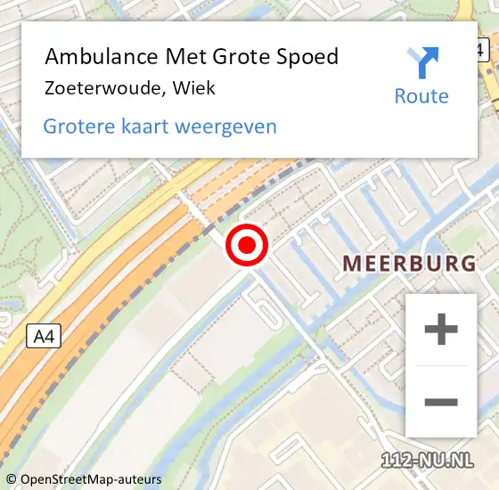 Locatie op kaart van de 112 melding: Ambulance Met Grote Spoed Naar Zoeterwoude, Wiek op 20 april 2023 16:18