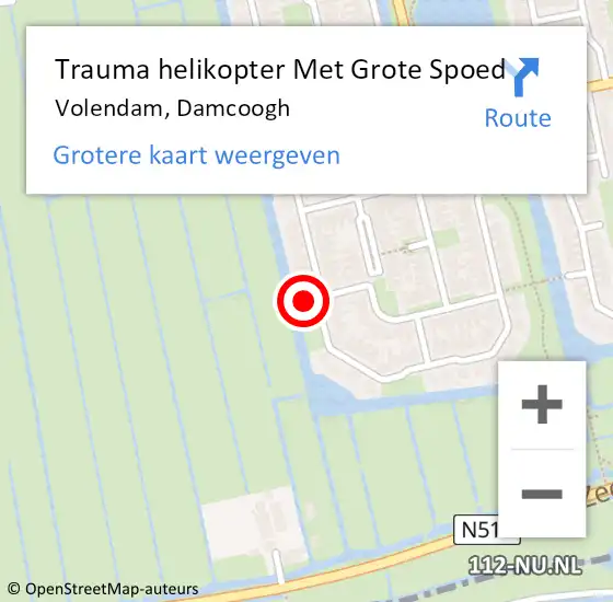 Locatie op kaart van de 112 melding: Trauma helikopter Met Grote Spoed Naar Volendam, Damcoogh op 20 april 2023 16:25