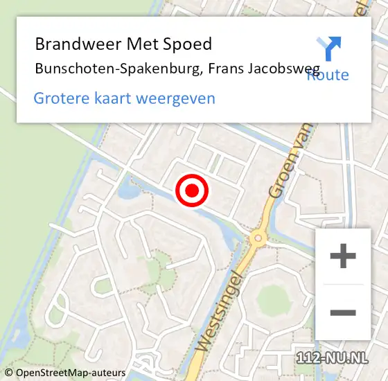 Locatie op kaart van de 112 melding: Brandweer Met Spoed Naar Bunschoten-Spakenburg, Frans Jacobsweg op 20 april 2023 16:33