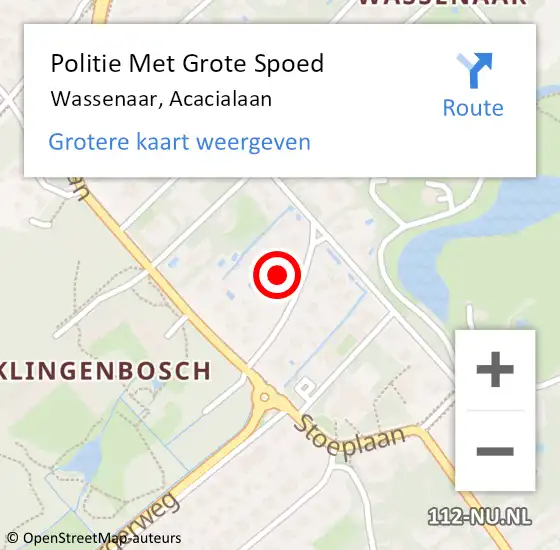 Locatie op kaart van de 112 melding: Politie Met Grote Spoed Naar Wassenaar, Acacialaan op 20 april 2023 16:33