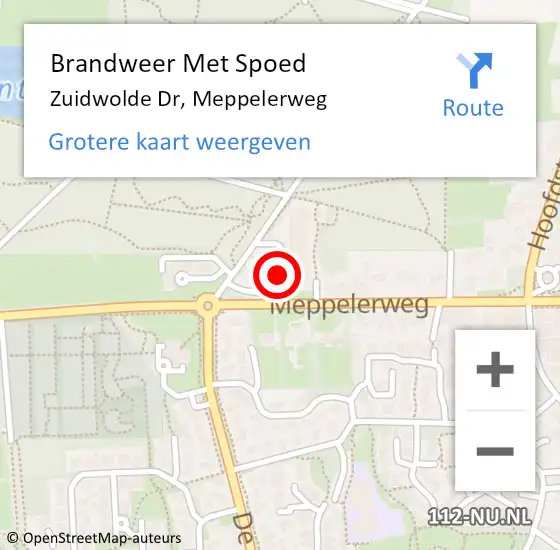 Locatie op kaart van de 112 melding: Brandweer Met Spoed Naar Zuidwolde Dr, Meppelerweg op 22 augustus 2014 20:21