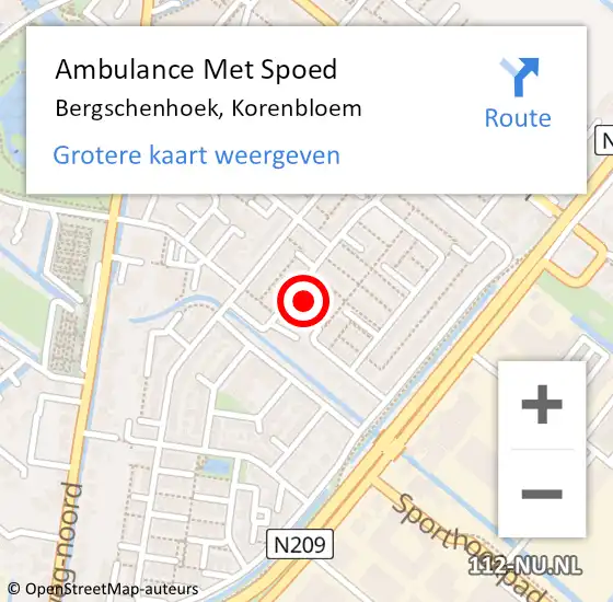 Locatie op kaart van de 112 melding: Ambulance Met Spoed Naar Bergschenhoek, Korenbloem op 20 april 2023 17:54