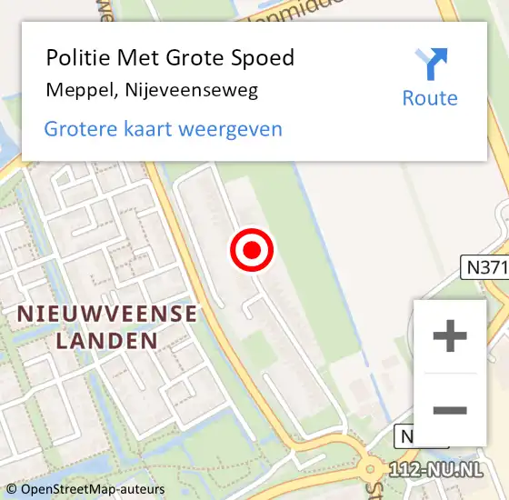 Locatie op kaart van de 112 melding: Politie Met Grote Spoed Naar Meppel, Nijeveenseweg op 20 april 2023 17:55