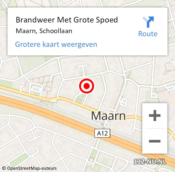 Locatie op kaart van de 112 melding: Brandweer Met Grote Spoed Naar Maarn, Schoollaan op 20 april 2023 17:58