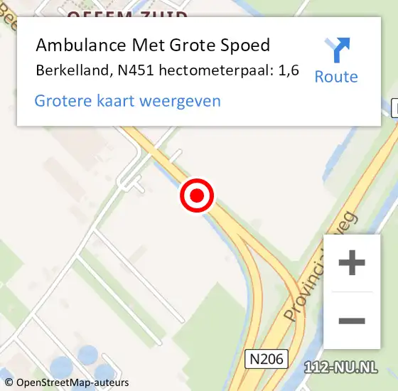 Locatie op kaart van de 112 melding: Ambulance Met Grote Spoed Naar Noordwijk, N451 hectometerpaal: 1,6 op 20 april 2023 18:04