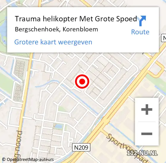 Locatie op kaart van de 112 melding: Trauma helikopter Met Grote Spoed Naar Bergschenhoek, Korenbloem op 20 april 2023 18:08