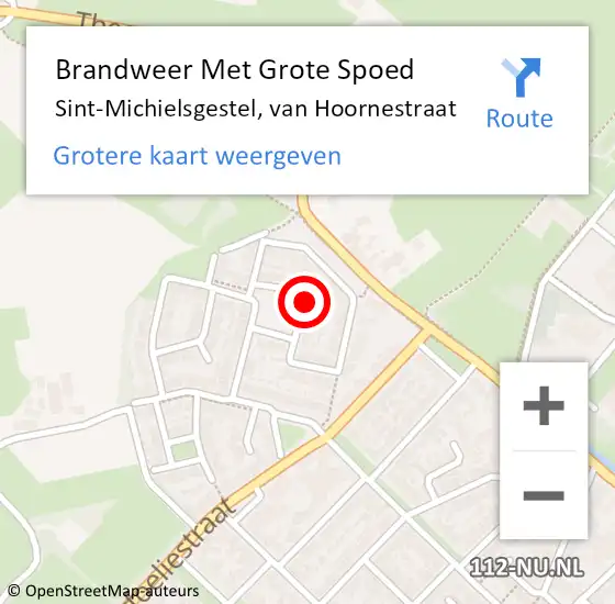 Locatie op kaart van de 112 melding: Brandweer Met Grote Spoed Naar Sint-Michielsgestel, van Hoornestraat op 20 april 2023 18:18