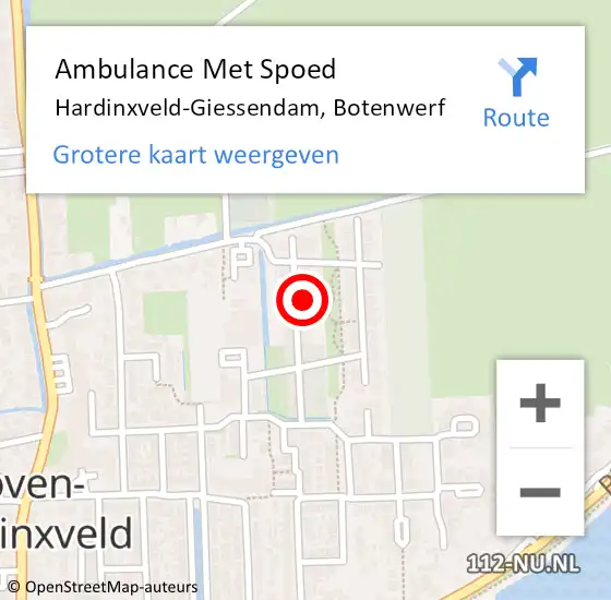 Locatie op kaart van de 112 melding: Ambulance Met Spoed Naar Hardinxveld-Giessendam, Botenwerf op 20 april 2023 18:19