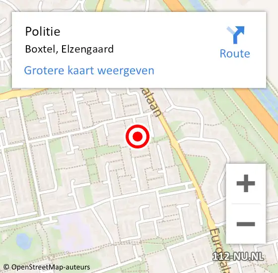 Locatie op kaart van de 112 melding: Politie Boxtel, Elzengaard op 20 april 2023 18:43