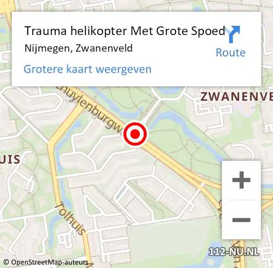 Locatie op kaart van de 112 melding: Trauma helikopter Met Grote Spoed Naar Nijmegen, Zwanenveld op 20 april 2023 18:58