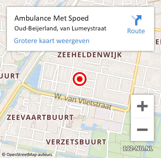 Locatie op kaart van de 112 melding: Ambulance Met Spoed Naar Oud-Beijerland, van Lumeystraat op 20 april 2023 19:04