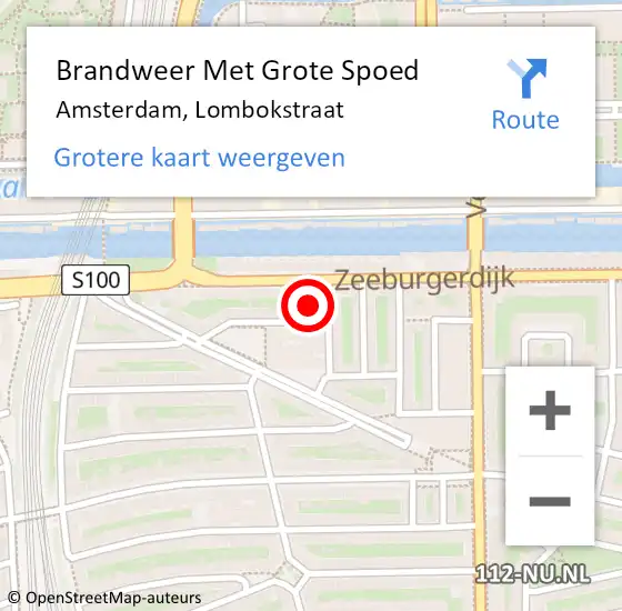 Locatie op kaart van de 112 melding: Brandweer Met Grote Spoed Naar Amsterdam, Lombokstraat op 20 april 2023 19:06