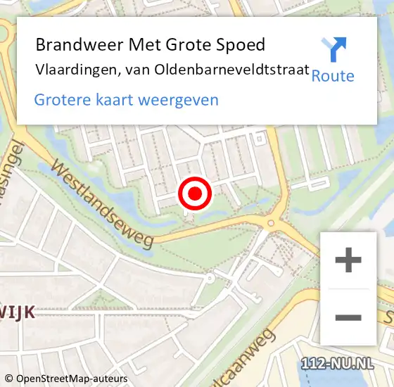 Locatie op kaart van de 112 melding: Brandweer Met Grote Spoed Naar Vlaardingen, van Oldenbarneveldtstraat op 20 april 2023 19:37