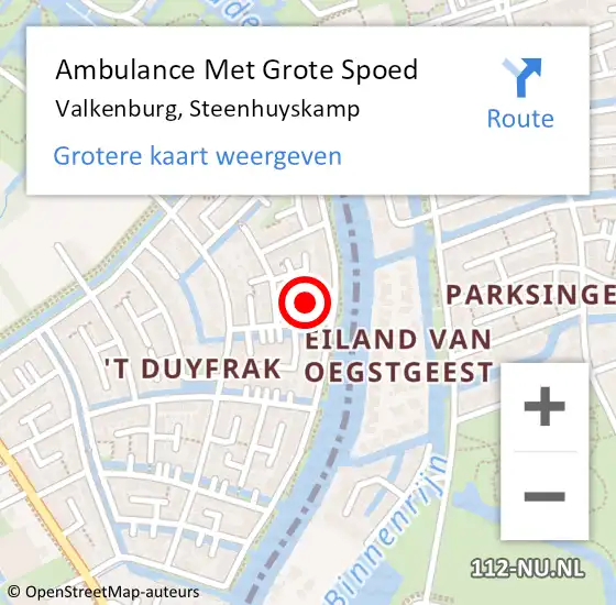Locatie op kaart van de 112 melding: Ambulance Met Grote Spoed Naar Valkenburg, Steenhuyskamp op 20 april 2023 19:38
