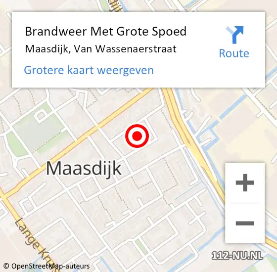 Locatie op kaart van de 112 melding: Brandweer Met Grote Spoed Naar Maasdijk, Van Wassenaerstraat op 20 april 2023 19:53