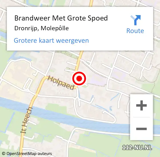 Locatie op kaart van de 112 melding: Brandweer Met Grote Spoed Naar Dronrijp, Molepôlle op 20 april 2023 19:54