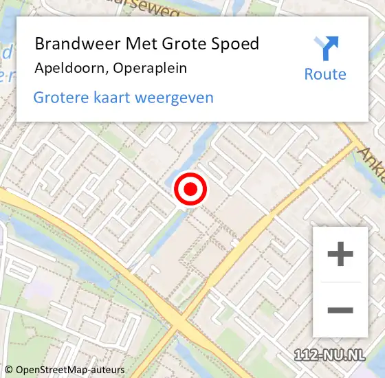 Locatie op kaart van de 112 melding: Brandweer Met Grote Spoed Naar Apeldoorn, Operaplein op 20 april 2023 20:13