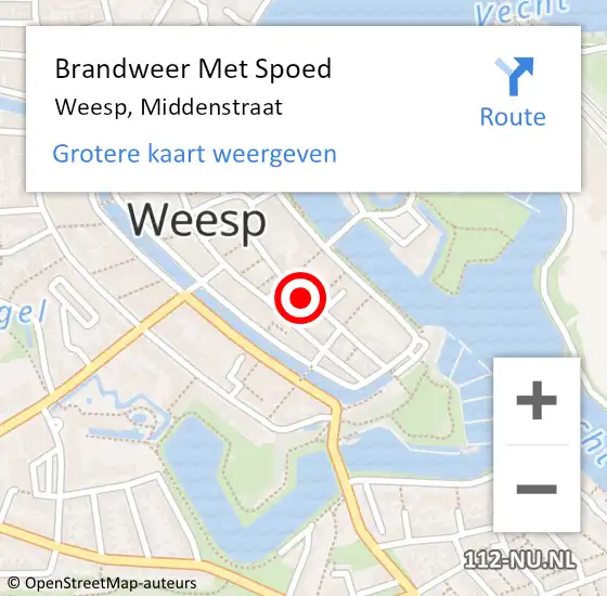 Locatie op kaart van de 112 melding: Brandweer Met Spoed Naar Weesp, Middenstraat op 20 april 2023 20:44