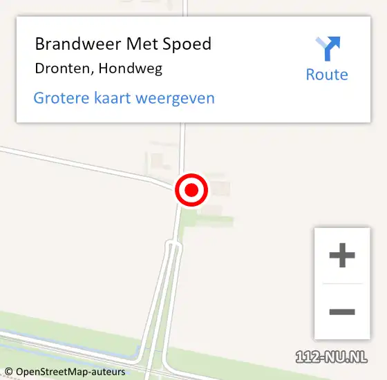 Locatie op kaart van de 112 melding: Brandweer Met Spoed Naar Dronten, Hondweg op 20 april 2023 20:52