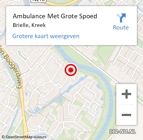 Locatie op kaart van de 112 melding: Ambulance Met Grote Spoed Naar Brielle, Kreek op 20 april 2023 21:07