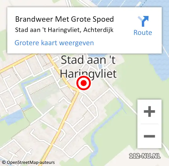 Locatie op kaart van de 112 melding: Brandweer Met Grote Spoed Naar Stad aan 't Haringvliet, Achterdijk op 20 april 2023 21:10