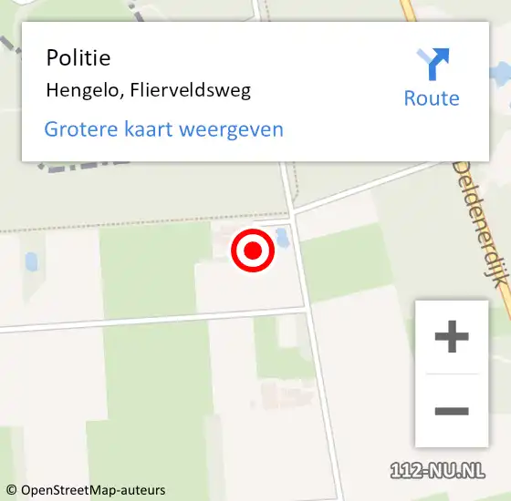 Locatie op kaart van de 112 melding: Politie Hengelo, Flierveldsweg op 20 april 2023 21:51