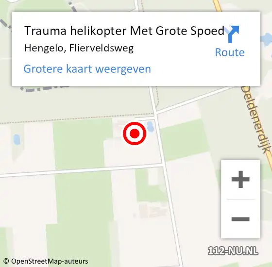 Locatie op kaart van de 112 melding: Trauma helikopter Met Grote Spoed Naar Hengelo, Flierveldsweg op 20 april 2023 21:57