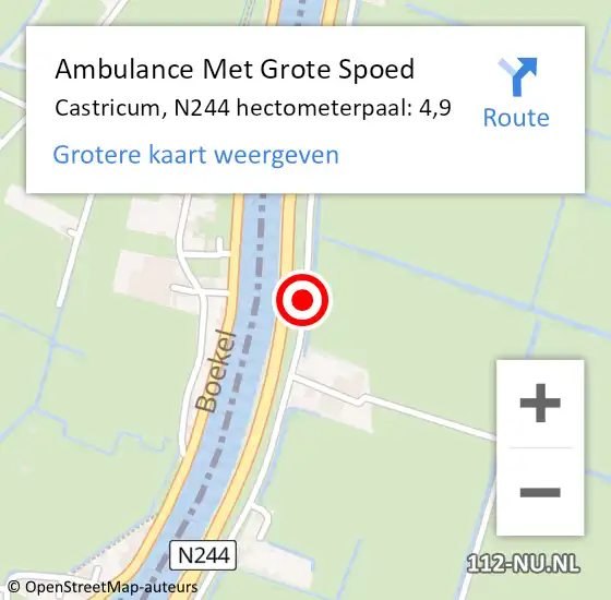 Locatie op kaart van de 112 melding: Ambulance Met Grote Spoed Naar Castricum, N244 hectometerpaal: 4,9 op 20 april 2023 22:08