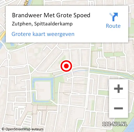 Locatie op kaart van de 112 melding: Brandweer Met Grote Spoed Naar Zutphen, Spittaalderkamp op 21 april 2023 00:01