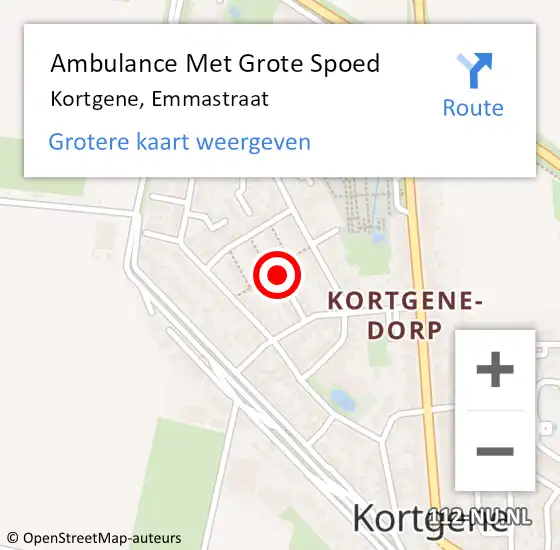 Locatie op kaart van de 112 melding: Ambulance Met Grote Spoed Naar Kortgene, Emmastraat op 22 augustus 2014 20:59