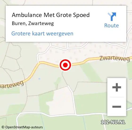 Locatie op kaart van de 112 melding: Ambulance Met Grote Spoed Naar Buren, Zwarteweg op 22 augustus 2014 21:04