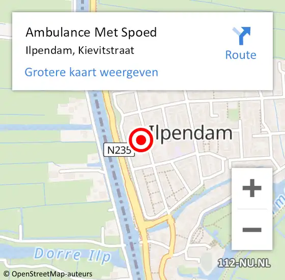 Locatie op kaart van de 112 melding: Ambulance Met Spoed Naar Ilpendam, Kievitstraat op 21 april 2023 01:04