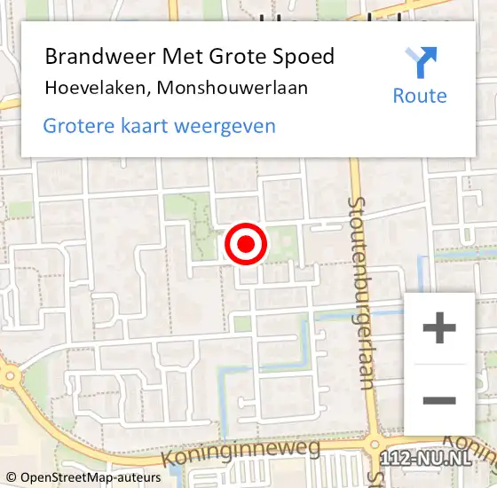 Locatie op kaart van de 112 melding: Brandweer Met Grote Spoed Naar Hoevelaken, Monshouwerlaan op 21 april 2023 01:15