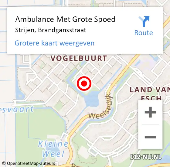 Locatie op kaart van de 112 melding: Ambulance Met Grote Spoed Naar Strijen, Brandgansstraat op 21 april 2023 02:00