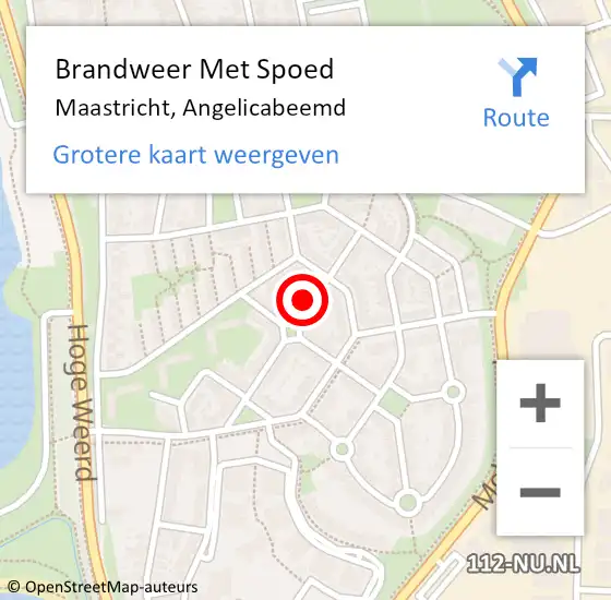 Locatie op kaart van de 112 melding: Brandweer Met Spoed Naar Maastricht, Angelicabeemd op 21 april 2023 02:19