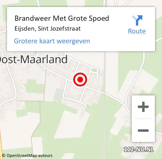 Locatie op kaart van de 112 melding: Brandweer Met Grote Spoed Naar Eijsden, Sint Jozefstraat op 21 april 2023 05:14