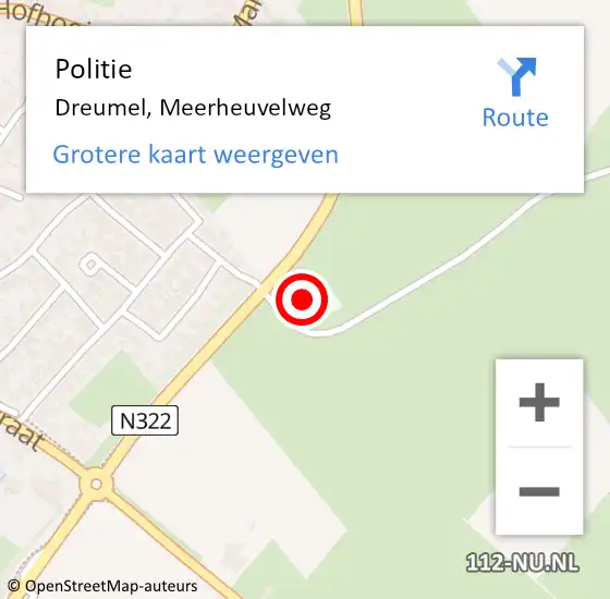 Locatie op kaart van de 112 melding: Politie Dreumel, Meerheuvelweg op 21 april 2023 06:14