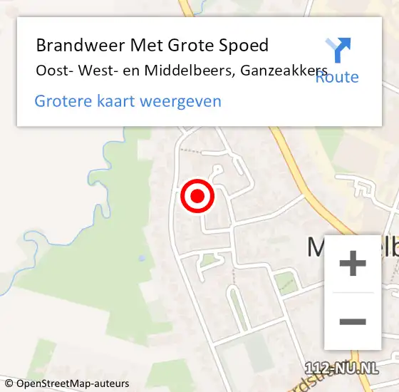 Locatie op kaart van de 112 melding: Brandweer Met Grote Spoed Naar Middelbeers, Ganzeakkers op 21 april 2023 06:51