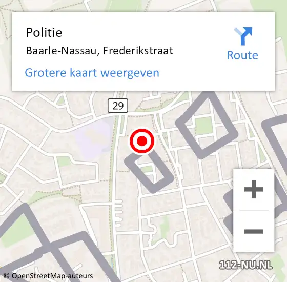 Locatie op kaart van de 112 melding: Politie Baarle-Nassau, Frederikstraat op 21 april 2023 07:15